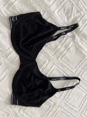 PINK Victoria's Secret Black Unlined Wire Contour Bra